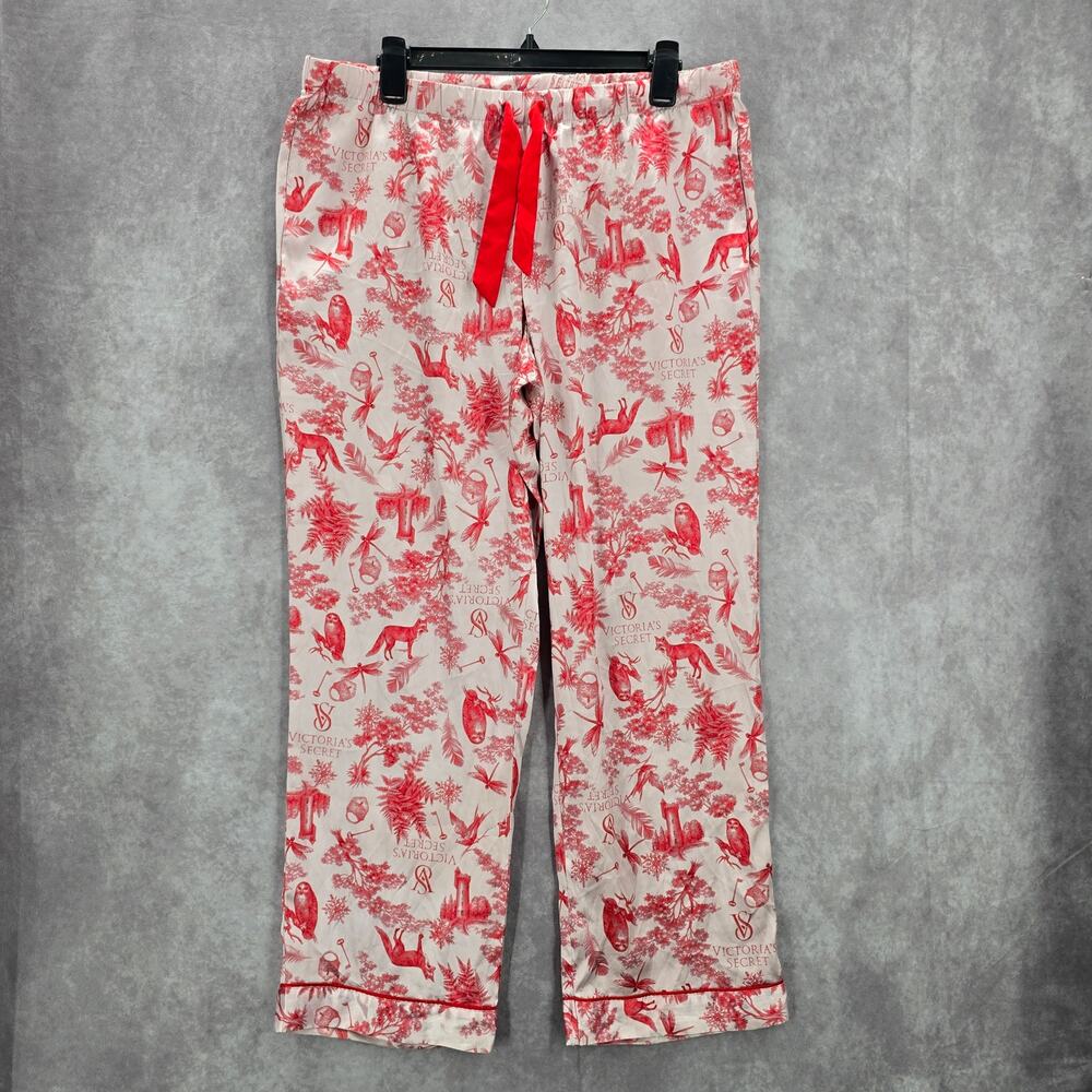 Victoria Secret Pink Floral Animal Print Vintage Y2K Pullon Pajama Pants L Large